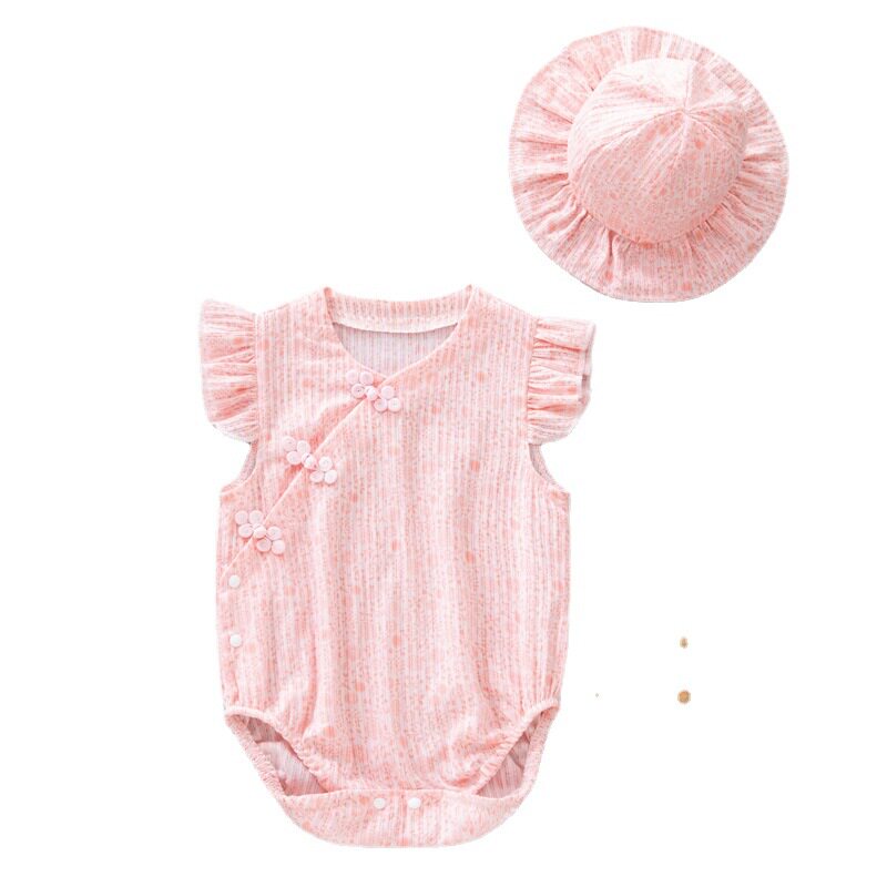 Baby One-piece Clothes Summer Thin Newborn Princess Cheongsam Ha-style Foreign-style Baby Girl Cute Super Cute Bag Fart Clothes