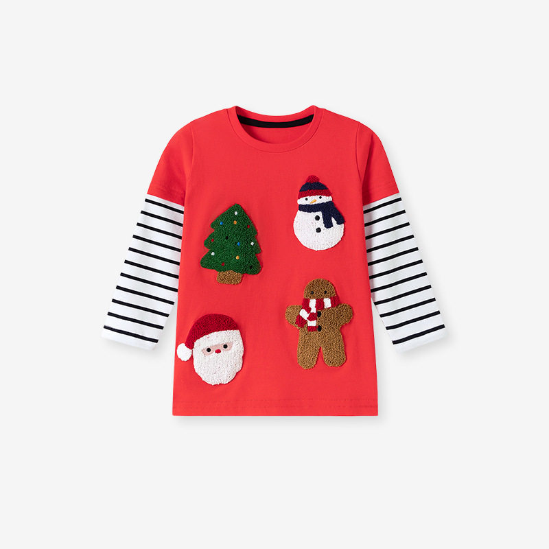 Boys' Christmas T-Shirt Wholesale from Source Factory, Autumn Kids' Top, Cartoon Cotton Tee