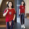 Internet Celebrity Sportswear Suit Women's Summer Short-sleeved 2023 New High-end Loose Slimming Running Morning Runner Two-piece Fashionable Suit