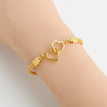 Europe and the United States cross-border AliExpress retro new double love bracelet creative design ring interlocking bright silver bracelet wholesale