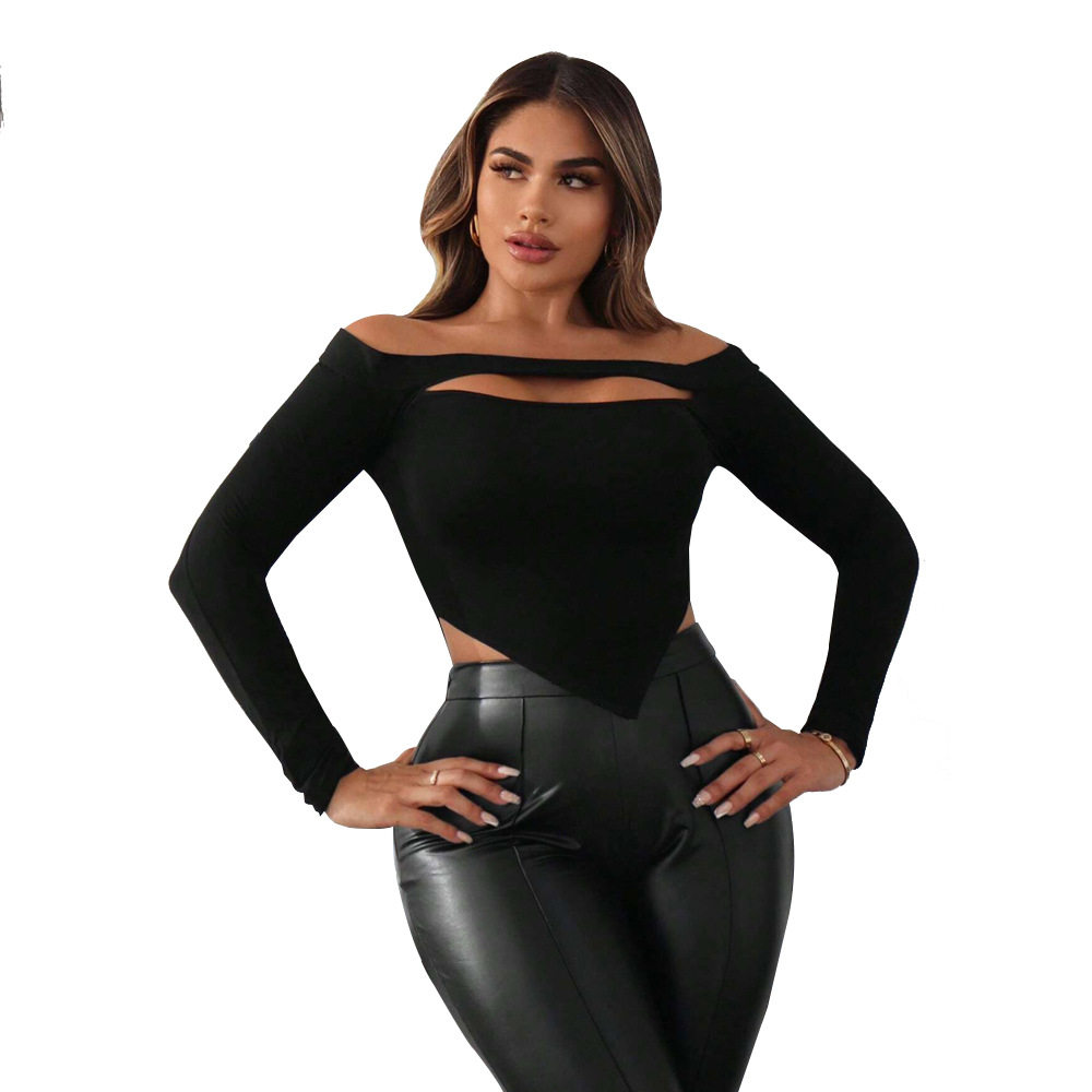 Womens Slim Fit Off Shoulder T Shirt Stylish Design Short Sleeve Versatile for Spring Summer Wholesale Available