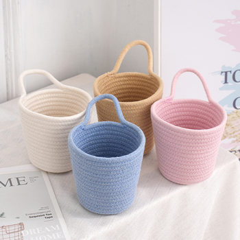 Wholesale Cotton Rope Storage Basket Key Wallet Storage Basket Small Storage Bucket Storage Basket with Handle Convenient Storage Basket