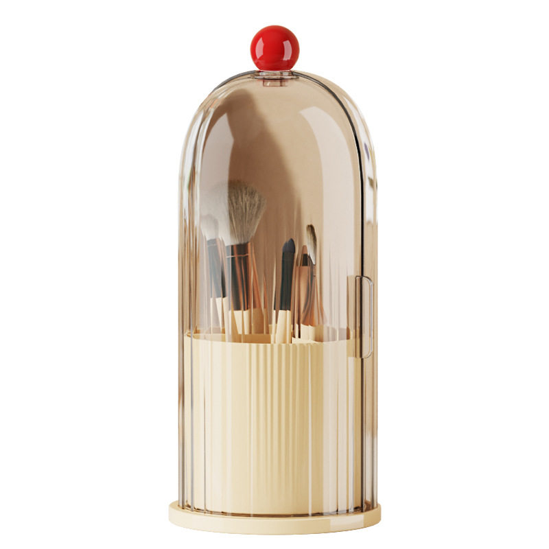 Makeup Brush Storage Tube Rotating Dust-Proof Dressing Table Cosmetics Storage Box Lipstick Eye Shadow Storage Rack Desktop Pen Holder