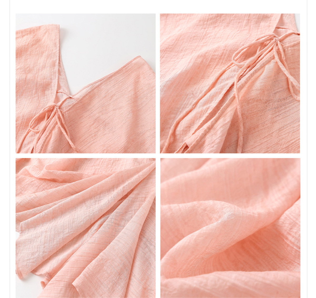 Set áo khoác cardigan dáng rộng phối váy hai dây ren gợi cảm — áo khoác màu hồng, Áo khoác mơ, váy treo