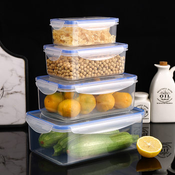 Kitchen Refrigerator Rectangular Preservation Box Microwave Heat Resistant Plastic Lunch Box Food Lunch Box Fruit Storage Sealed Box