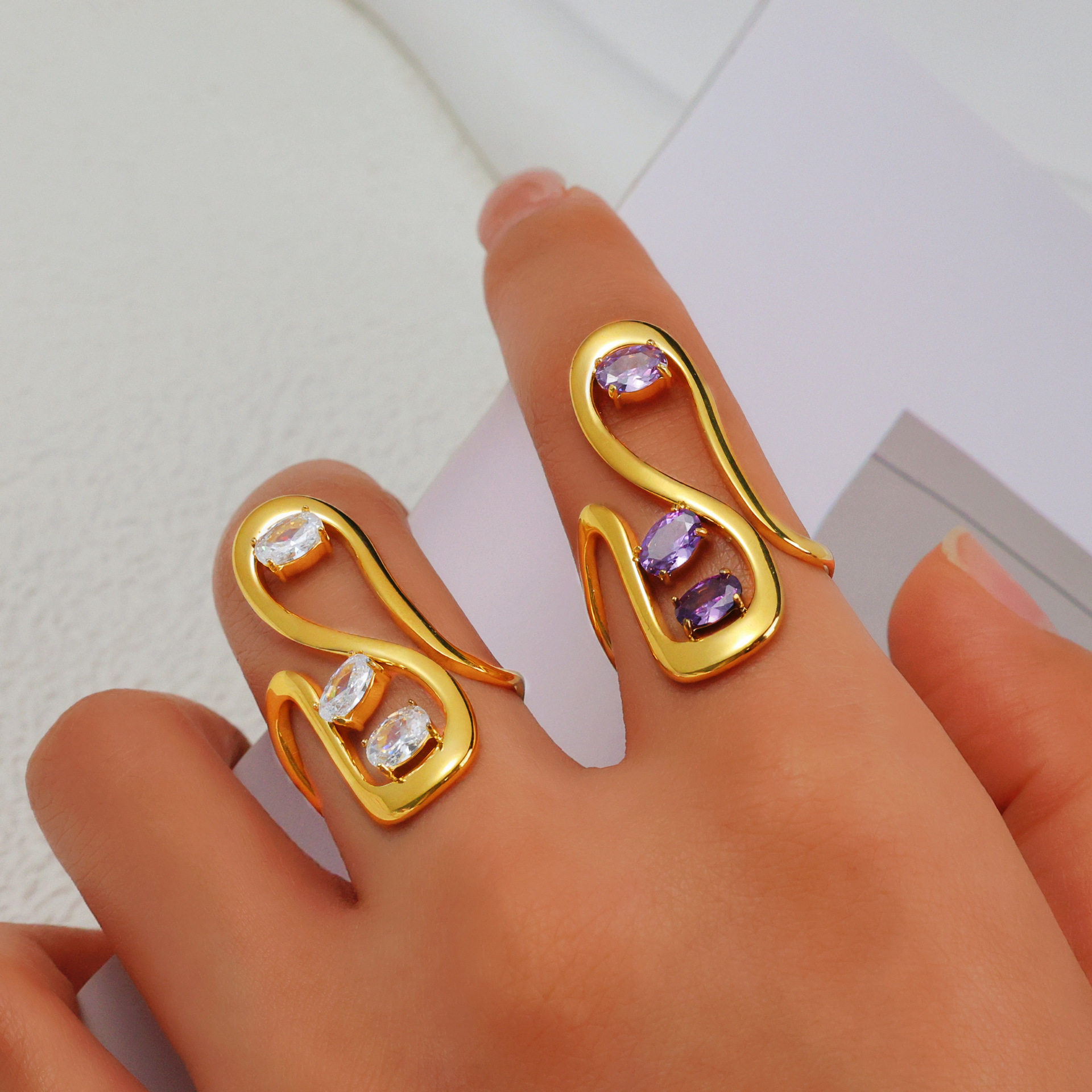 Fashion exaggerated long geometric irregular shape niche des...