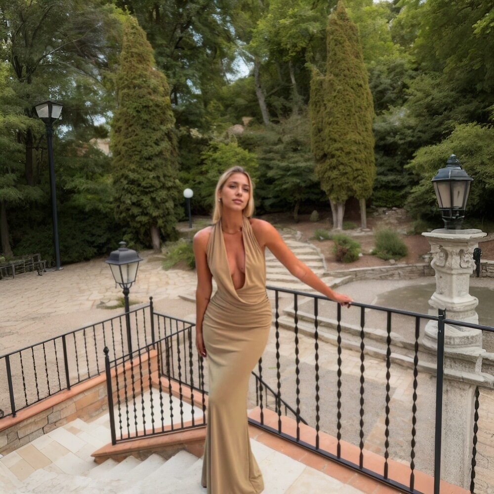 Elegant Halter Neck Maxi Dress Sexy Design Spring Summer Collection Perfect for Parties and Formal Events Wholesale