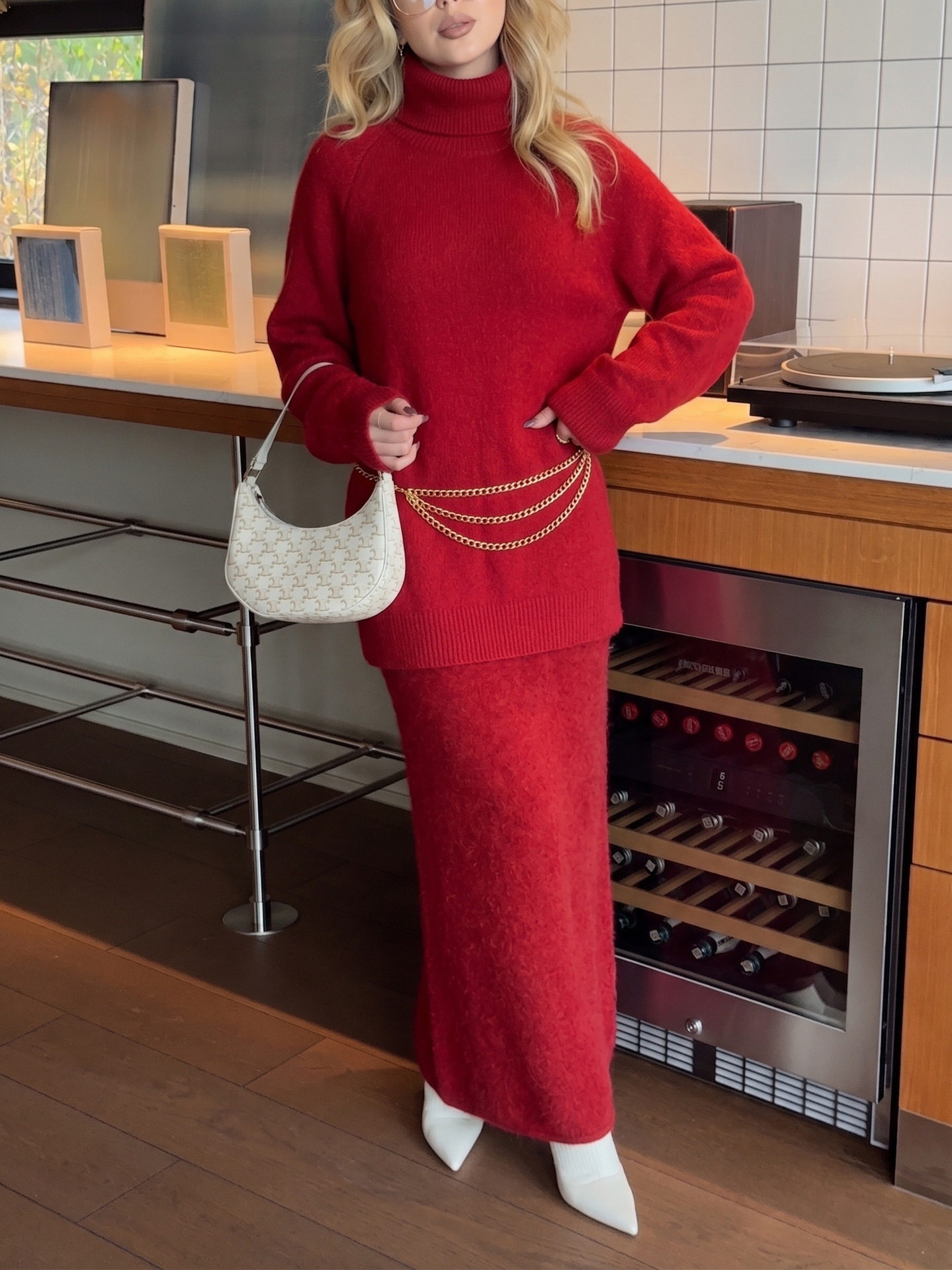 Womens Loose Knit Sweater and Wide Leg Pants Set Wool Blend Autumn Winter Casual Style Wholesale Available