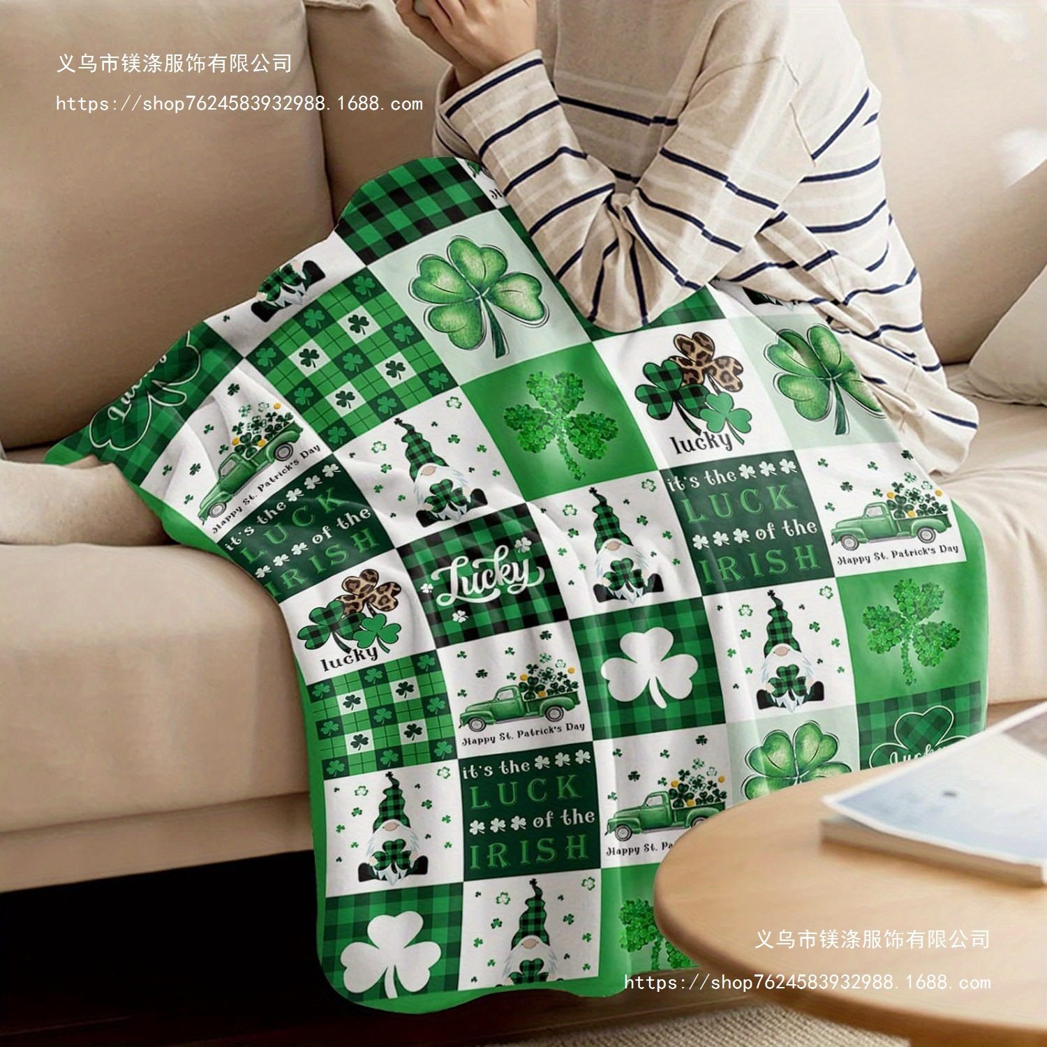 Cross-border St. Patrick's Festival Blanket Green Flange Blanket Amazon Best Selling Coral Blanket