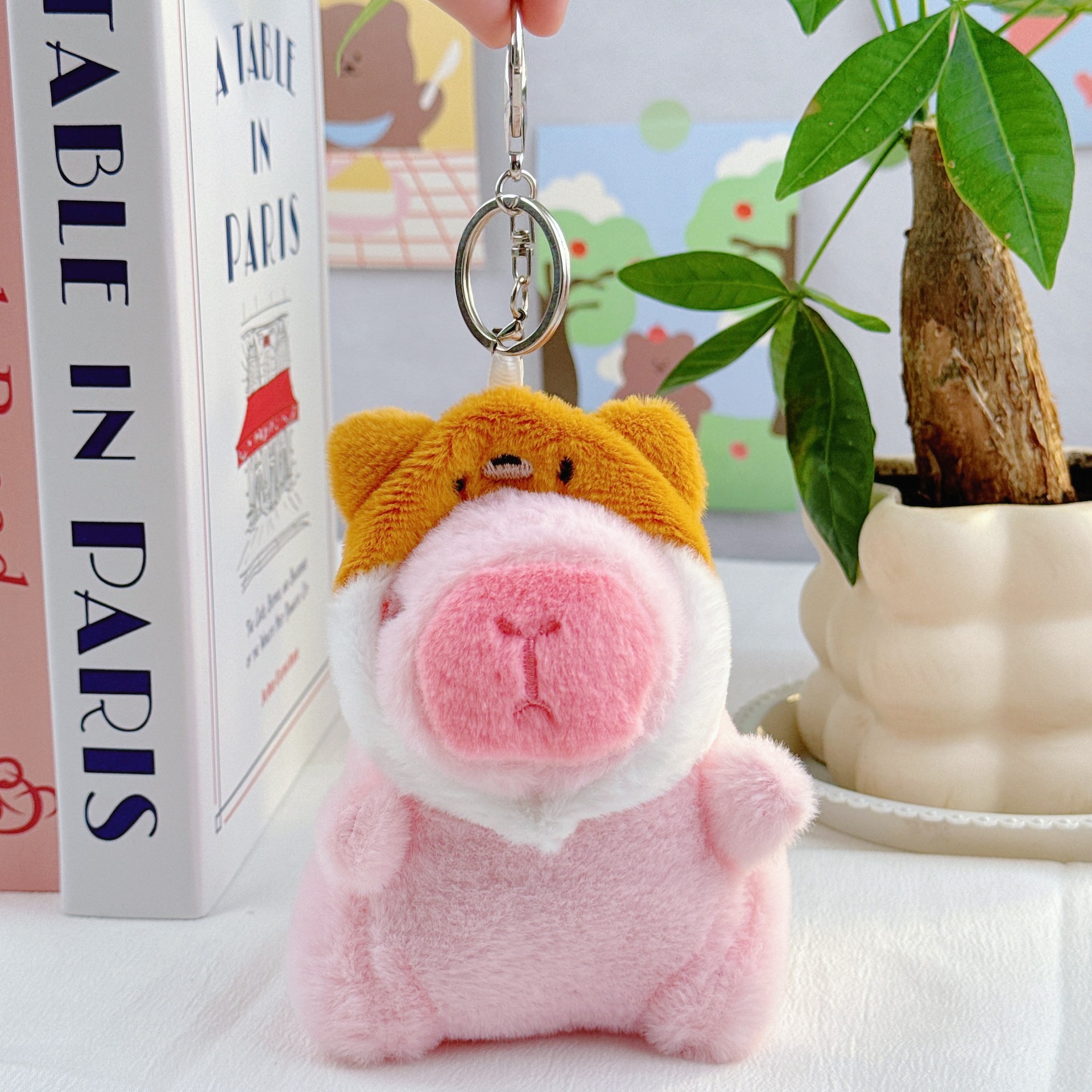 可爱卡皮巴拉公仔水豚鼠毛绒玩具玩偶钥匙扣书包挂件抓机娃娃批发