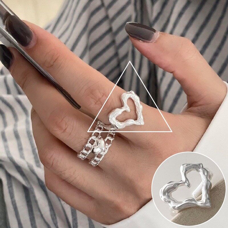 简约几何线条螺旋戒指女时尚设计感冷淡风开口指环旋涡环形食指戒