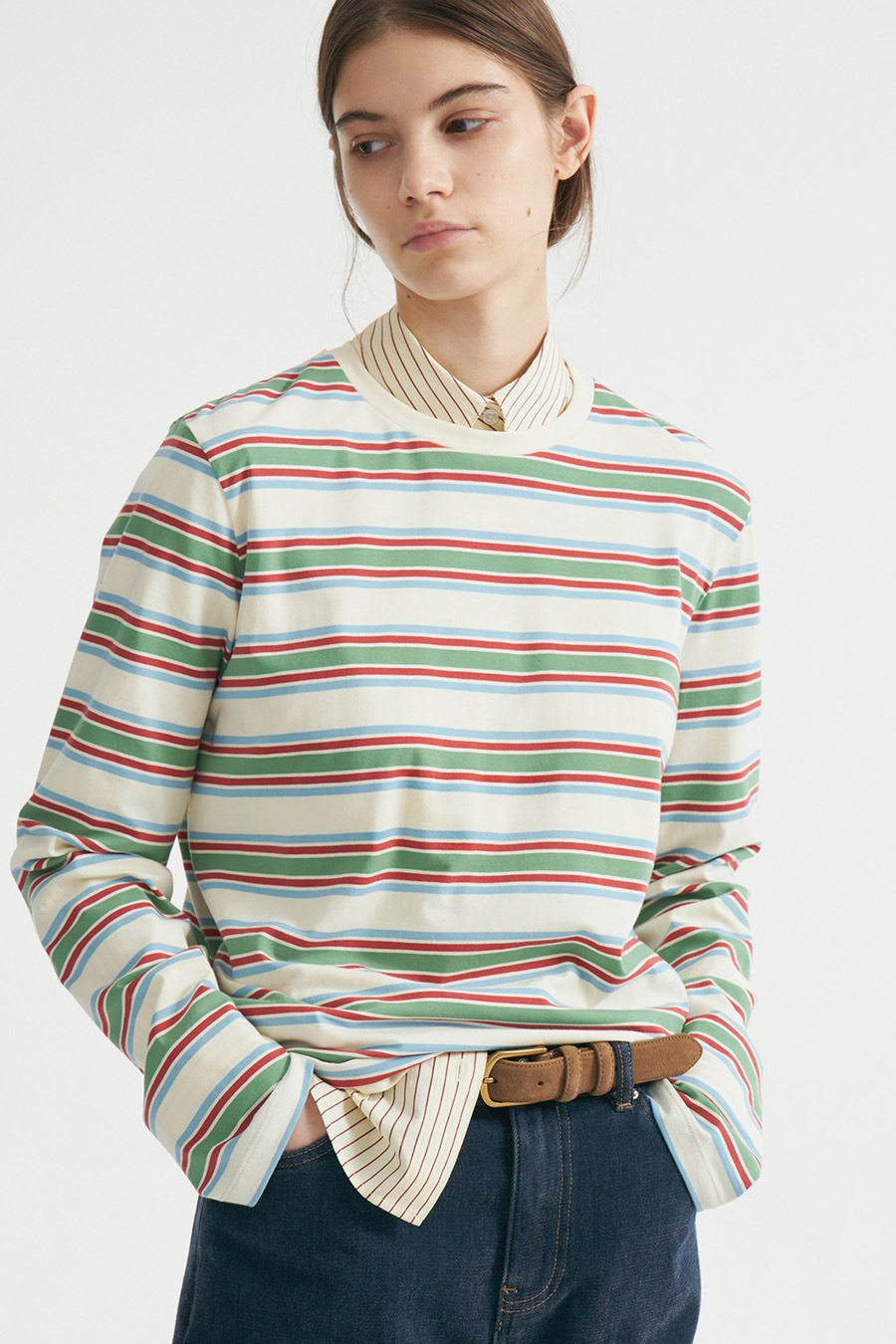 Striped Long Sleeve T Shirt for Women Casual Loose Fit Slimming Design Autumn Collection Wholesale Available