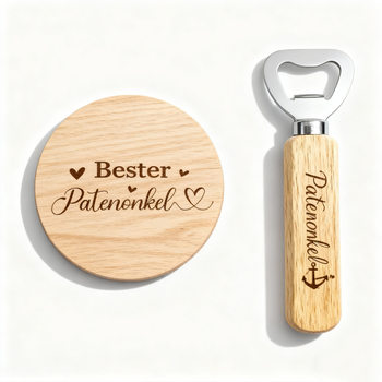Specialized in Laser Engraving Wooden Coasters and Bottle Opener Sets Patenonkel Godfather Themed Crafts