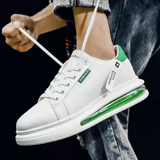 All-Season Popular White Shoes, Celebrity's Same Style Versatile Air-Cushion Shoes, Men's Shoes, Thick-Soled Height-Increasing Sneakers, Casual Sports Shoes