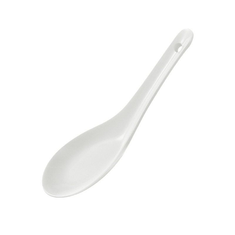 Soup Spoon Pure White Ceramic Spoon Spoon Flat Bottom Spoon Wholesaler Household Restaurant Spoon Tableware for Eating and Drinking Soup Bone