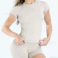 Feather rice short sleeves + shorts