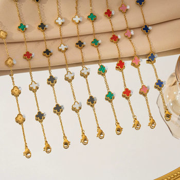 Four-Leaf Clover Bracelet Cross-Border Popular Trend Wholesale 9mm Hand Jewelry Women's European and American Jewelry Niche Accessible Luxury High-End Sense