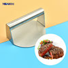 304 Stainless Steel Manual Meat Press Round Hamburger Meat Press Cake Mold Wooden Handle Square Press Plate Kitchen Tool