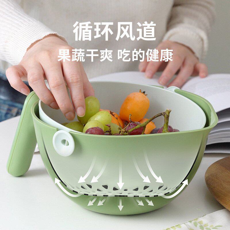 Kitchen Sink Strainer Basket, Double-Layer Vegetable Basket Storage Rack, Household Kitchen Rotating Fruit and Vegetable Strainer Basket