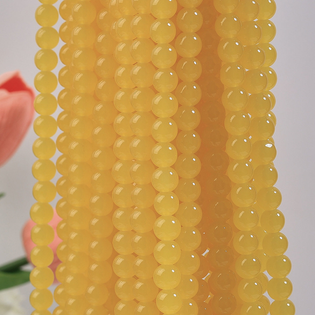 玻璃仿玉圆珠纯色散珠手工diy玉髓手链项链散珠子琉璃珠饰品配件