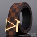V coffee grid gold buckle