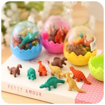 Creative Dinosaur Egg Eraser Set Cartoon Mini Animal Eraser Clean Children's Gift Prize Stationery