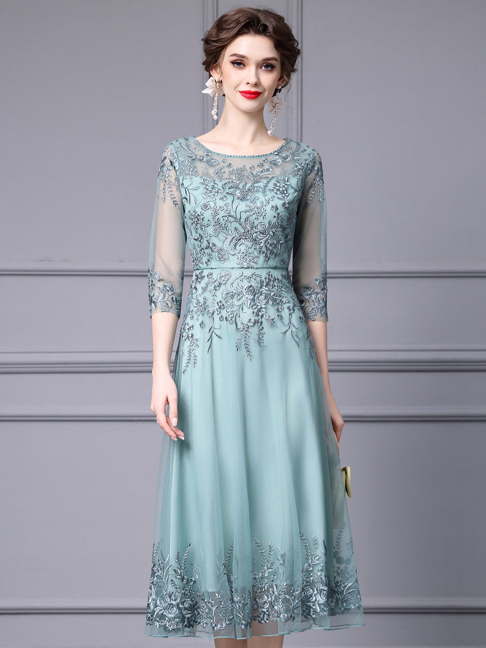 (Mới) Mã K0147 Giá 4260K: Váy Đầm Liền Thân Nữ Shtdc Lưới Mỏng Hàng Mùa Xuân Thu Đông Thêu Họa Tiết Hoa Thời Trang Nữ Chất Liệu G06 Sản Phẩm Mới, (Miễn Phí Vận Chuyển Toàn Quốc).
