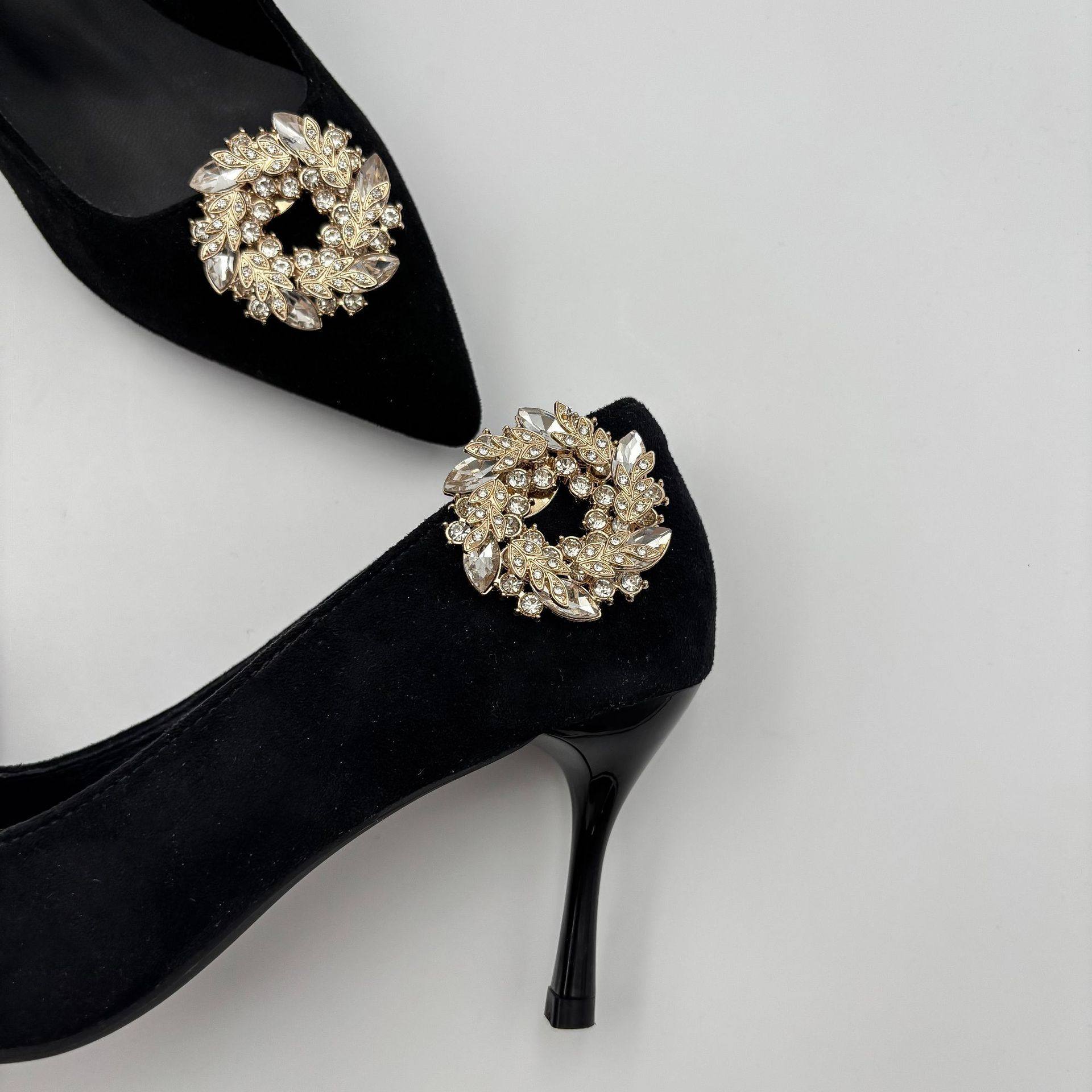 1Pcs Flower Shape Rhinestone Rhinestone Crystal Shoe Clip Jewelry Clothing Buckle Shoe Decoration Accessories Bridal Wedding Shoe Buckle