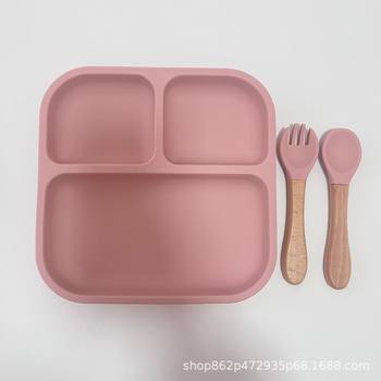 Children's Tableware Set, Baby Food-Grade Silicone Feeding Supplement, Infant Plate, Anti-Fall, Food-Grade Silicone Feeding Plate