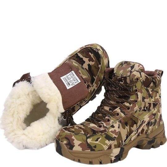 雪地靴男款超厚劳保鞋冬季羊毛棉靴子高帮棉鞋加绒东北户外防寒