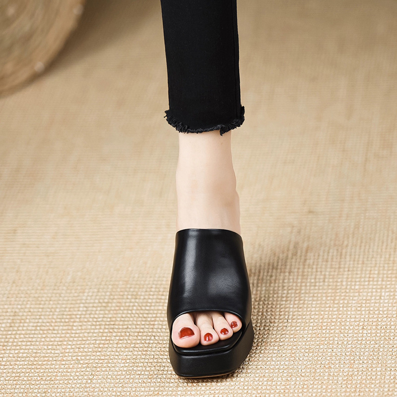 Sandal nữ quai ngang đế dày phong cách nhẹ nhàng thanh lịch, dép đi ngoài thoải mái — đen, mơ