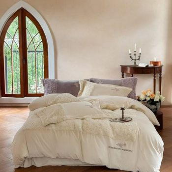 French Rose-High-End Rabbit Hair Plant Embroidery Milk Velvet Warm Kit Big Sale