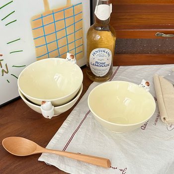 Japanese-style cat ceramic bowl cute three-dimensional cat rice bowl restaurant creative personality dessert bowl photo tableware