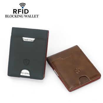 Russian Cross-Border Supply Rfid Men's First-Layer Cowhide Dollar Clip Wallet Hot-Selling Card Holder Coin Clip Bag