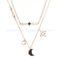 Double layer star and moon necklace