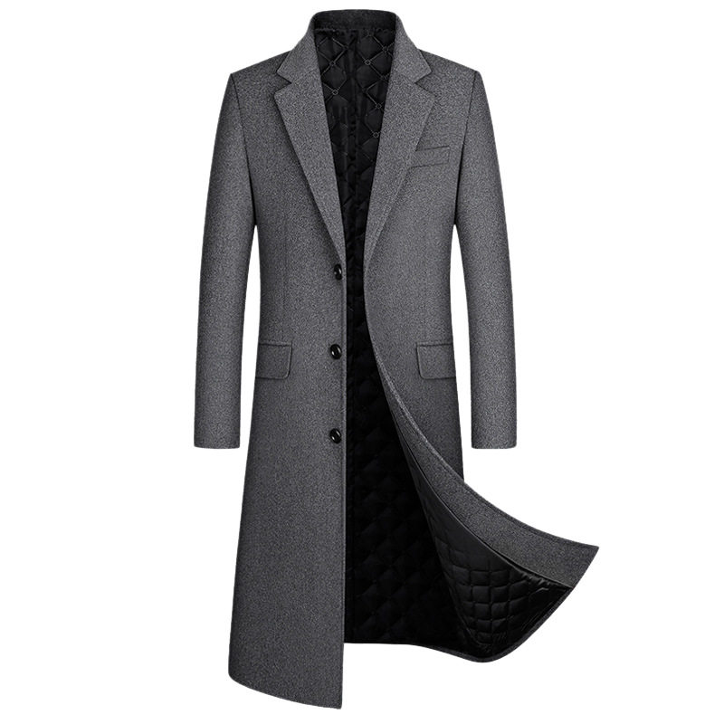 Mens Wool Blend Overcoat Mid Length Thickened Suit Collar Warm Fabric Autumn Winter Fashion Wholesale Available