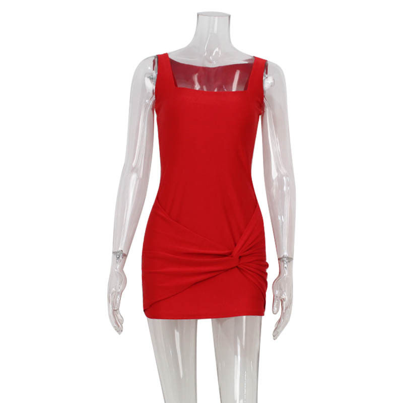 Elegant Solid Color Square Neck Bodycon Dress Slimming Fit Adjustable Straps High Quality Fabric Perfect for Parties