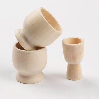 Log Color Wooden Egg Tray Lotus Wood DIY Creative Kidsren's Painted Toys Home Decoration Wooden Ornaments Egg Tray Wine Glass