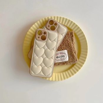 Love Down Jacket Phone Case for Apple 15Pro Max Suitable for iPhone13 Protective Case Leather 16Pro Female 12