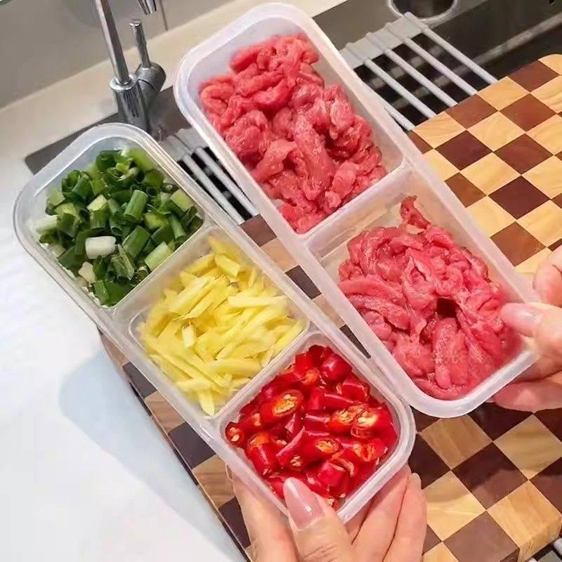 Refrigerator Fresh Food Compartment Storage Box Meat Ingredient Freezer Box Ginger Onion Garlic Box Divided Storage Preparation Box