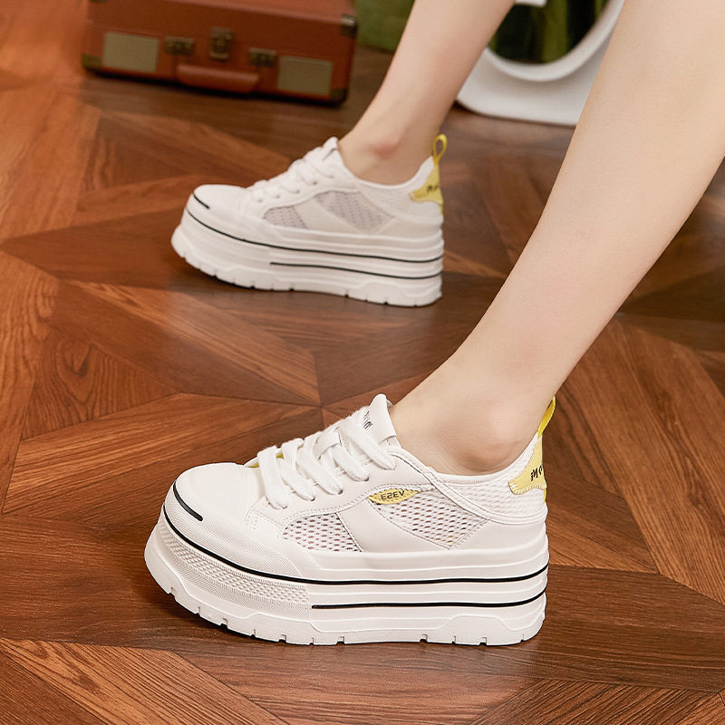 Sandal cao gót nữ hở mũi quai ngang đế dày — Trắng vàng, Trắng đỏ