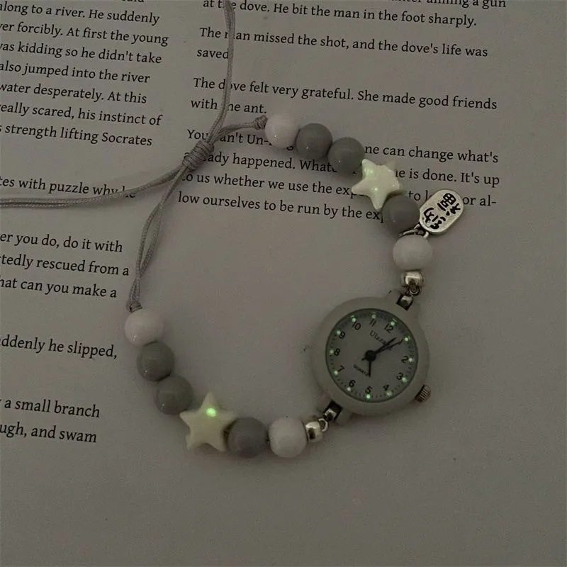Star Dopamine Beaded Bracelet Watch for Women Ins High-Looking Niche Design Simple Student Luminous Small Dial