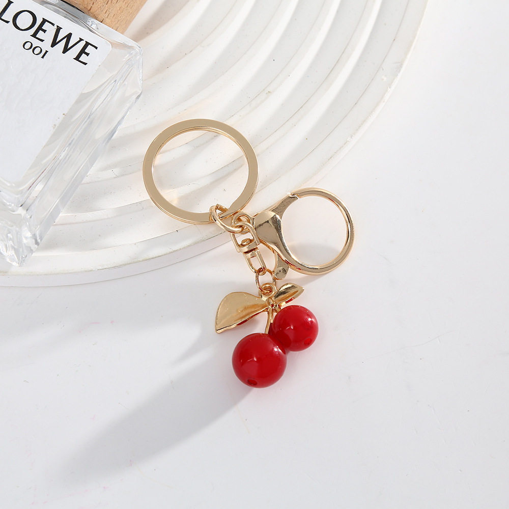 Cross-Border Foreign Trade Hot-Selling Versatile Fashionable Cherry Keychain Modern Simple High-End Metal Bag Pendant