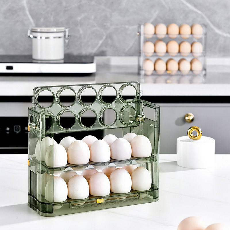 Refrigerator Side Door Special Reversible Egg Tray Kitchen Organizer Egg Rack Three-Layer Storage Rack Egg Storage Box