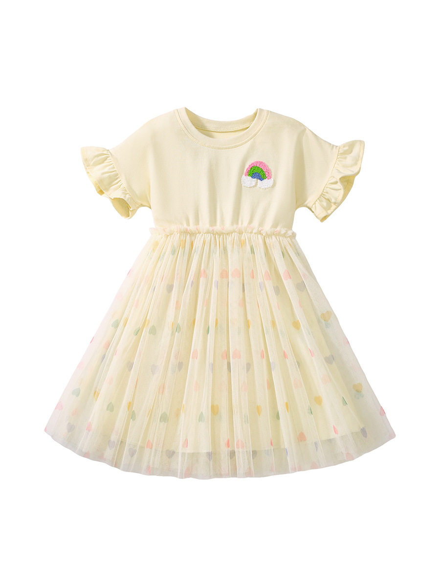 Cute Girls' Dress, Ruffle Sleeve Cotton Kids' Dress, Summer Girls' Tulle Skirt