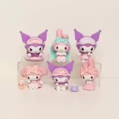6 Types of Pajama Sweethearts Kuromi Figurine Models My Melody Office Creative Children's Day Gift Toys