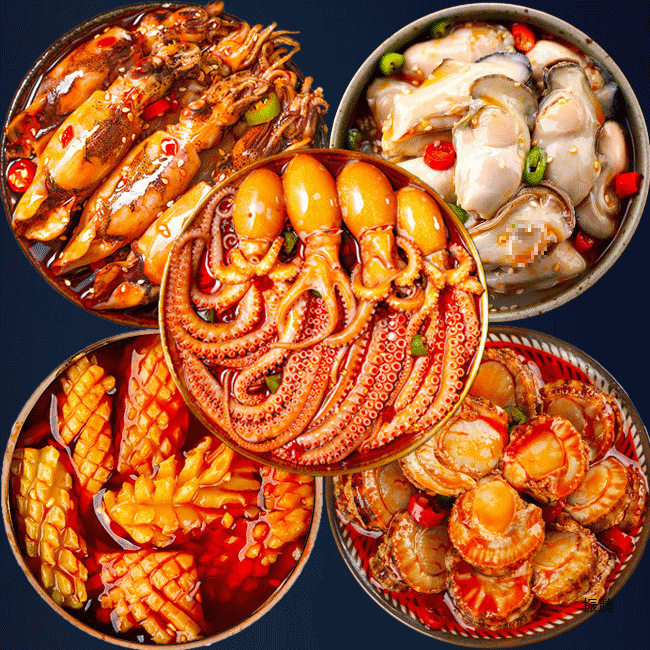 Seafood Ready-To-Eat Small Oyster Combo Set Spicy Clams Sea Hare Lobster Tail Scallops Canned Abalone
