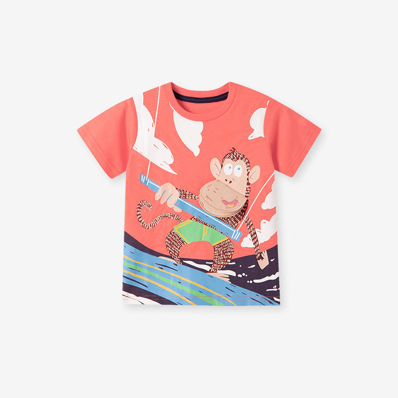 New Kids' Summer Cartoon Printed Short-Sleeve Set, Cotton Boys' Outfit