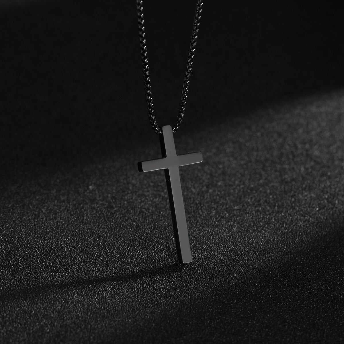 Cross-border European and American Cross Necklace Men's Simple Fashion Long Pendant Color-free Woolen Chain All-match Accessories Women