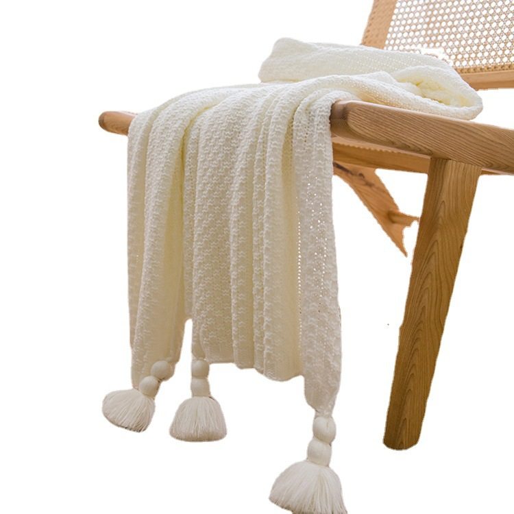 ins Style Internet Celebrity Same Style Handmade Blanket Casual Lunch Break Office Tassel Sofa Blanket Simple Bed Flag Bed End Blanket